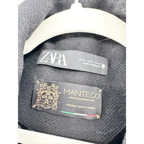 Zara Manteco Wool Double Breasted Coat in Black Gold Size L - Picture 3 of 6